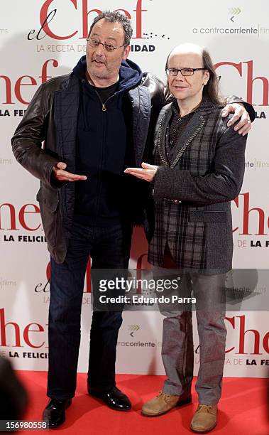 Jean Reno and Santiago Segura attend 'El chef, la receta de la felicidad' premiere photocall at Palafox cinema on November 26, 2012 in Madrid, Spain.