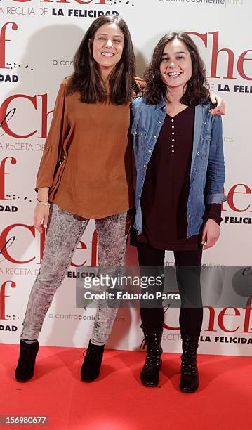 Nadia de Santiago and friend attend 'El chef, la receta de la felicidad' premiere photocall at Palafox cinema on November 26, 2012 in Madrid, Spain.
