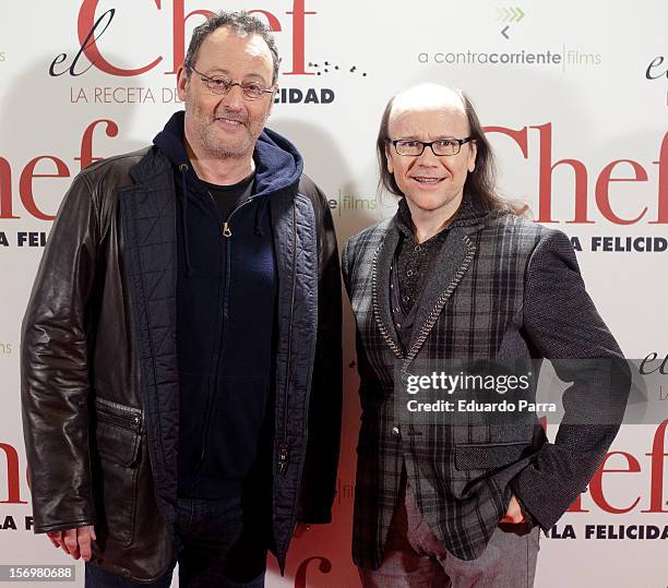 Jean Reno and Santiago Segura attend 'El chef, la receta de la felicidad' premiere photocall at Palafox cinema on November 26, 2012 in Madrid, Spain.