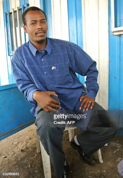 Ethiopian Jew, Gasho Abenet is pictured outside the canteen established by the Jewish Agency for Israel for Ethiopian Jews in Gondar, Ethiopia, on...