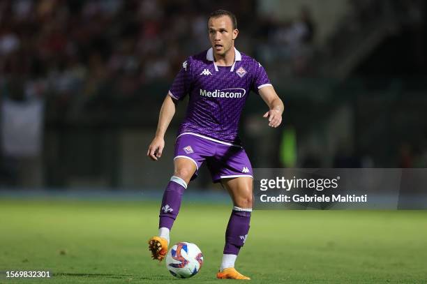 Ramos De Olivaira Melo Melo of ACF Fiorentina in action during the Pre-season Friendly match between Grosseto and Fiorentina at Stadio Olimpico on...