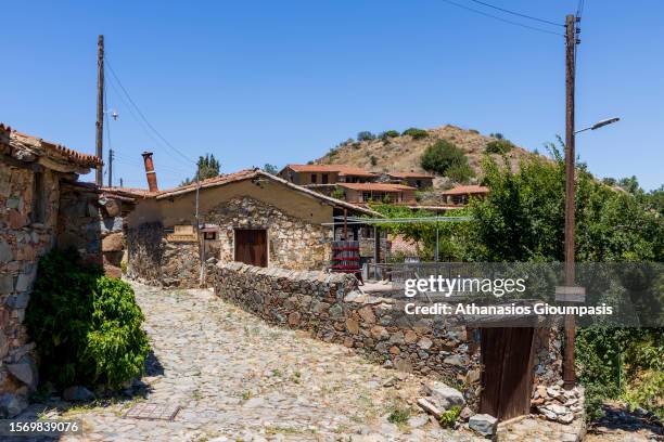 Views of Fikardou a traditional village on July 21, 2023 in Nicosia, Cyprus. Fikardou is an old settlement that has retained its traditional medieval...