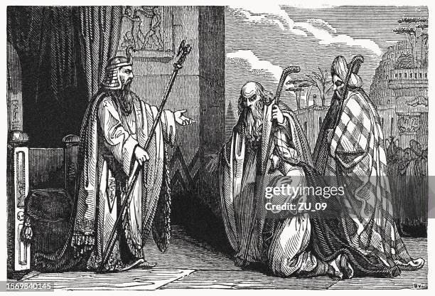 illustrazioni stock, clip art, cartoni animati e icone di tendenza di ciro permette agli ebrei di tornare (esdra 1), xilografia, 1835 - cultura-persiana