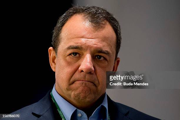 Sergio Cabral, Governor of Rio de Janeiro during the opening of the Soccerex football convention, in Rio de Janeiro, Brazil, on November 26, 2012....