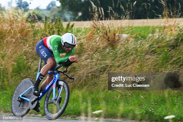 Filippo Ganna of Italy and Team INEOS Grenadiers sprints during the 44th Ethias-Tour de Wallonie 2023, Stage 4 a 32.7km individual time trial from...