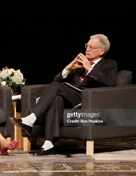 David Letterman attends "A Conversation With David Letterman And Oprah Winfrey" at Ball State University on November 26, 2012 in Muncie, Indiana.