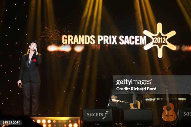 French singer Anais performs onstage as she receives the 'Prix Francis Lemarque' during the 'Grand Prix SACEM 2012' at Casino de Paris on November...