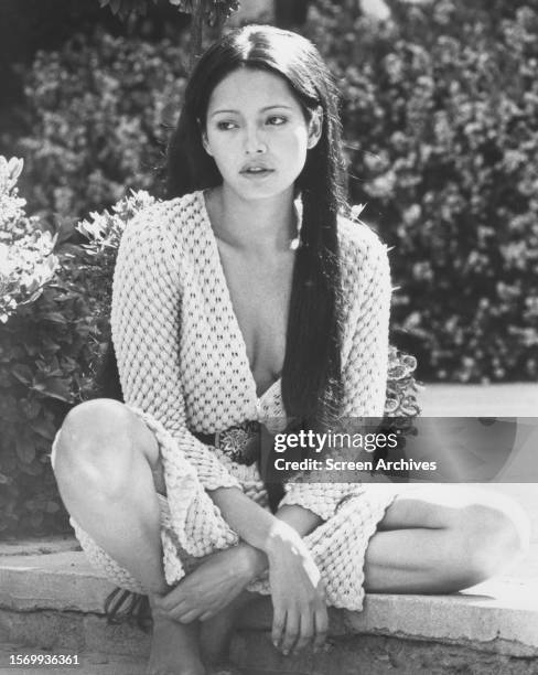 Barbara Carrera poses for publicity portrait for the 1976 sci-fi horror movie 'Embryo' .