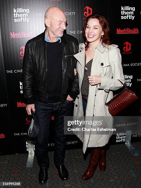 Actor Patrick Stewart and fiance Sunny Ozell attends a screening of The Weinstein Company's "Killing Them Softly" hosted by The Cinema Society with...