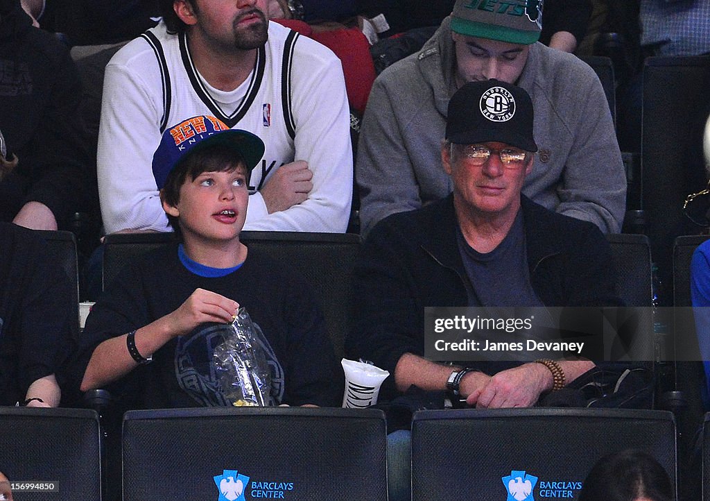 Celebrities Attend The New York Knicks Vs Brooklyn Nets Game