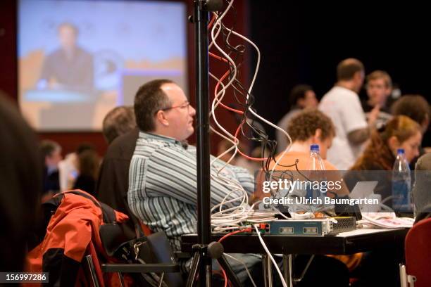 Participant at the Pirate Party National Convention at RuhrCongress on November 24, 2012 in Bochum, Germany. German Pirates have a lot to achieve as...