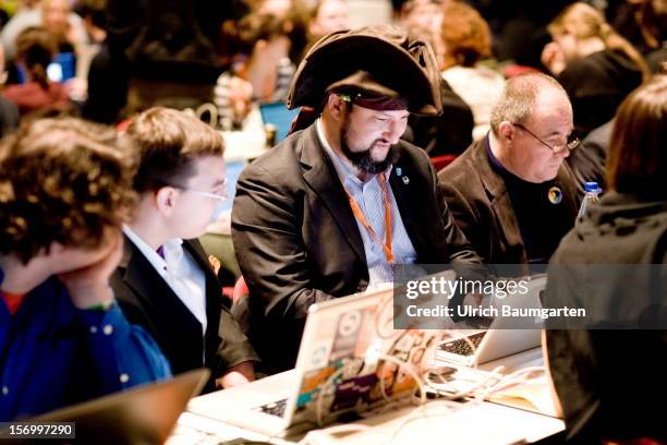 Gregory Engels, international coordinator of the Pirate party, at the Pirate Party National Convention at RuhrCongress on November 24, 2012 in...