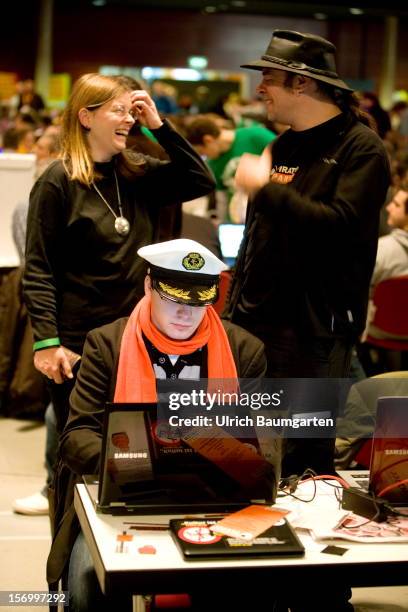 Participant at the Pirate Party National Convention at RuhrCongress on November 24, 2012 in Bochum, Germany. German Pirates have a lot to achieve as...