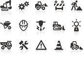 Black and white under construction icons