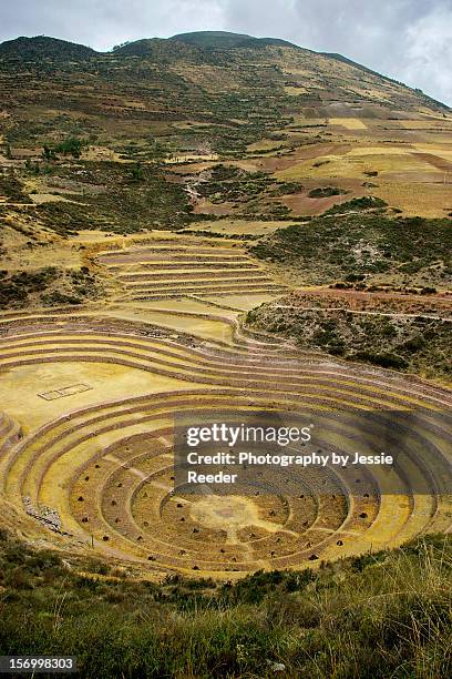 inca ruins of moray - moray inca ruin stock pictures, royalty-free photos & images