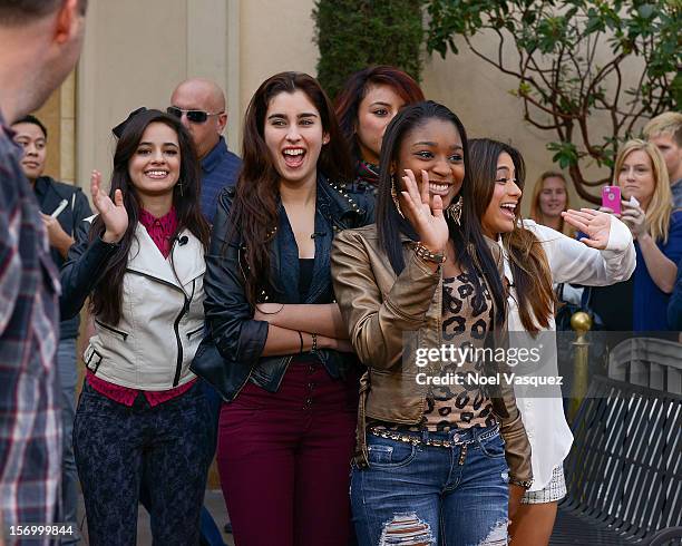 Camila Cabello, Lauren Jauregui, Normani Hamilton and Ally Brooke of Fifth Harmony visit "Extra" at The Grove on November 26, 2012 in Los Angeles,...