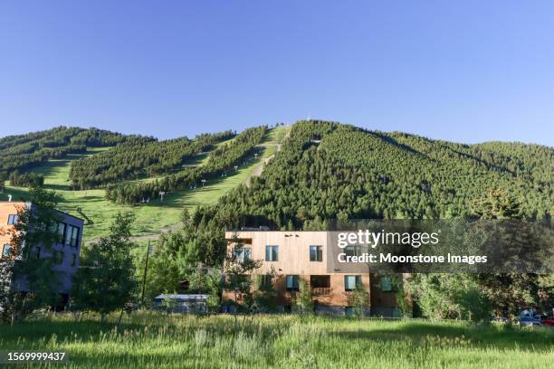 apartments at snow king mountain in jackson (jackson hole) at teton county, wyoming - jackson hole mountain resort stock pictures, royalty-free photos & images