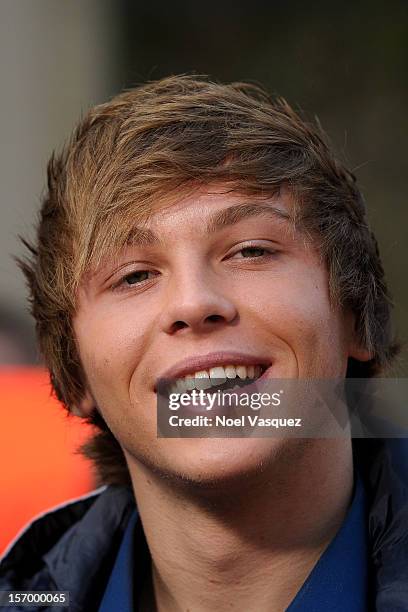 Keaton Stromberg of Emblem3 visits "Extra" at The Grove on November 26, 2012 in Los Angeles, California.