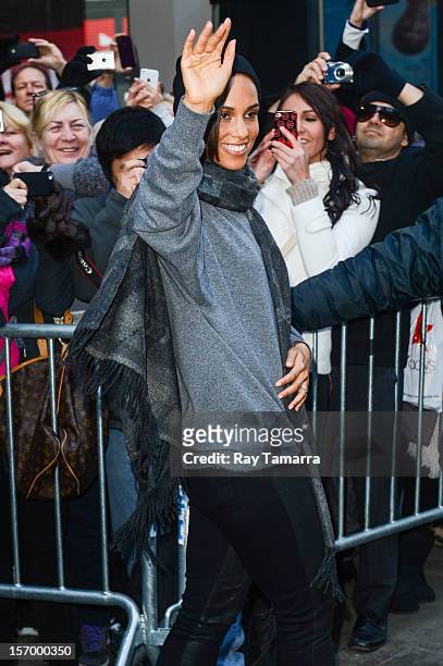 Singer Alicia Keys leaves the "Good Morning America" taping at the ABC Times Square Studios on November 26, 2012 in New York City.
