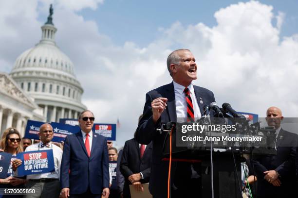 Rep. Matt Rosendale speaks at a news conference on the progress of the Fiscal Year Appropriation Legislation outside the U.S. Capitol Building on...