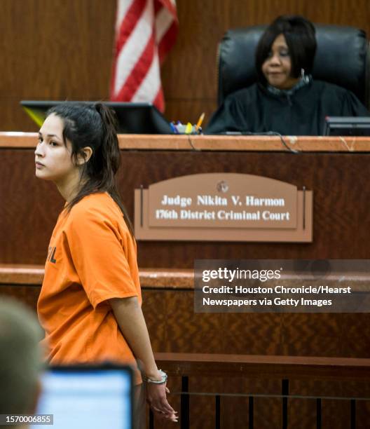 Denise Coronado appears before Judge Nikita V. Harmon on Monday, March 20 in Houston. Coronado is charged with compelling prostitution of a minor for...