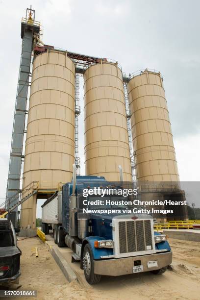 Truck leaves the Superior Silica Sands sand mine after picking up a load of sand on Tuesday, March 28 in Kosse, Texas. Demand for sand is surging as...