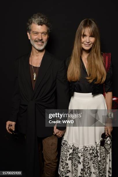 Elle Macpherson and guest in front row at Christian Dior RTW Spring 2023 photographed on September 27, 2022 in Paris, France.