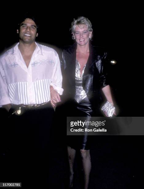Actor Erik Estrada and wife Peggy Rowe on September 5, 1986 dine at Spago in West Hollywood, California.
