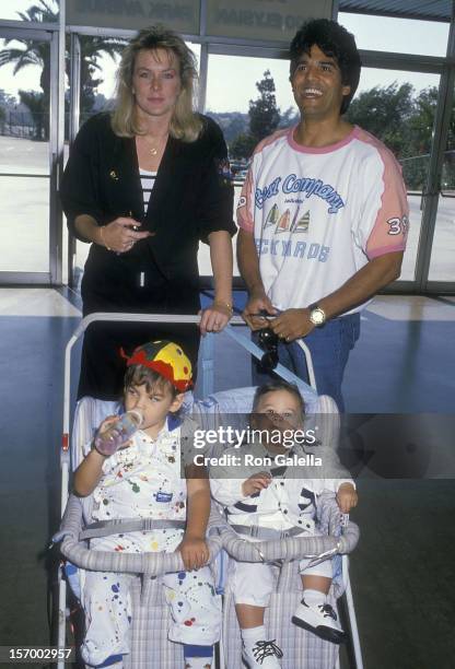 Actor Erik Estrada, wife Peggy Rowe and sons Anthony and Brandon attend the 31st Annual "Hollywood Stars Night" Celebrity Baseball Game on August 20,...