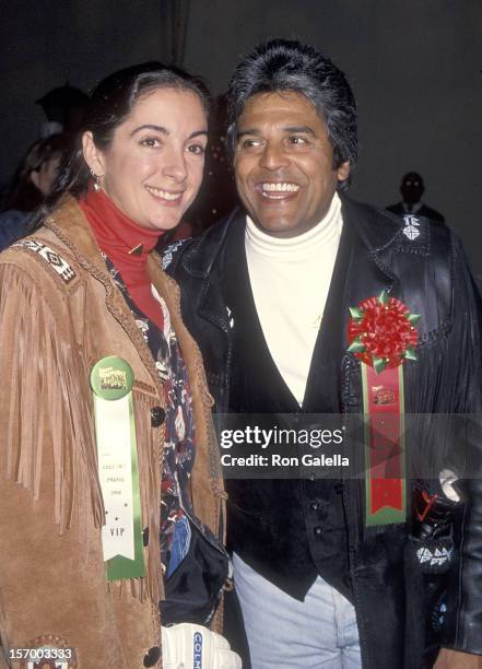 Actor EriK Estrada and fiance Nanette Mirkovich attend the 63rd Annual Hollywood Christmas Parade on November 27, 1994 at KTLA Studios in Hollywood,...