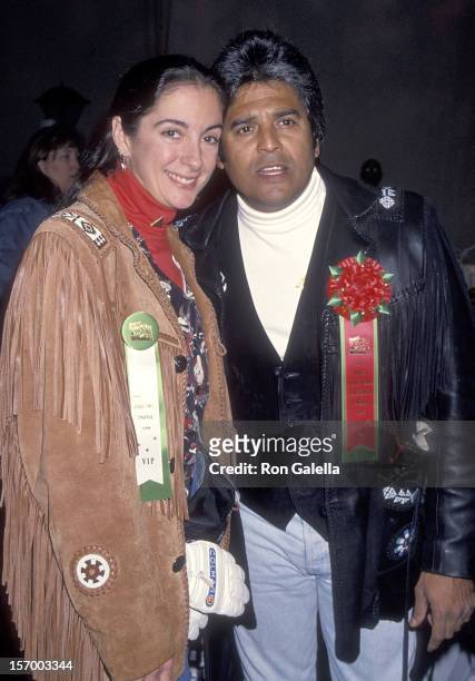 Actor EriK Estrada and fiance Nanette Mirkovich attend the 63rd Annual Hollywood Christmas Parade on November 27, 1994 at KTLA Studios in Hollywood,...