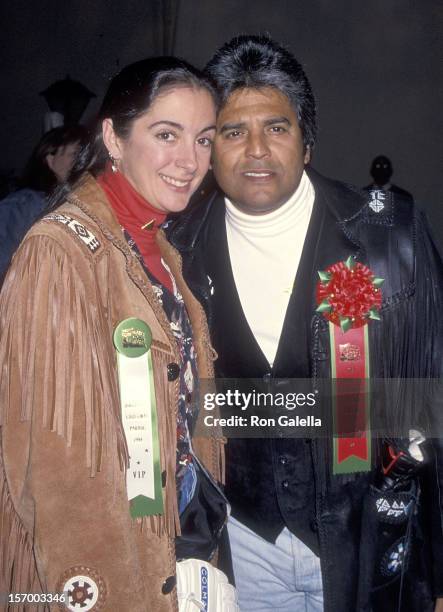 Actor EriK Estrada and fiance Nanette Mirkovich attend the 63rd Annual Hollywood Christmas Parade on November 27, 1994 at KTLA Studios in Hollywood,...