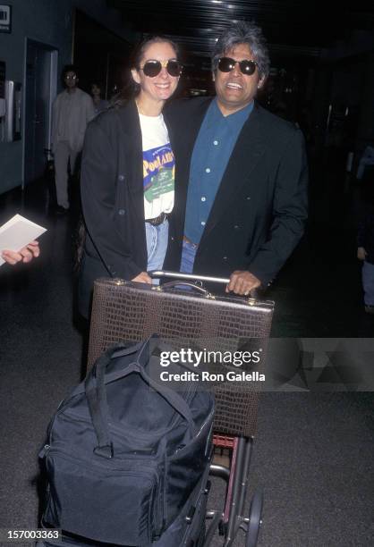 Actor Erik Estrada and wife Nanette Mirkovich depart for New York City on June 26, 1996 at the Los Angeles International Airport in Los Angeles,...
