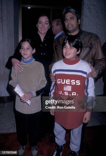 Actor Erik Estrada, wife Nanette Mirkovich and his sons Brandon and Anthony attend the "Firestorm" Westwood Premiere on January 7, 1998 at the Mann...