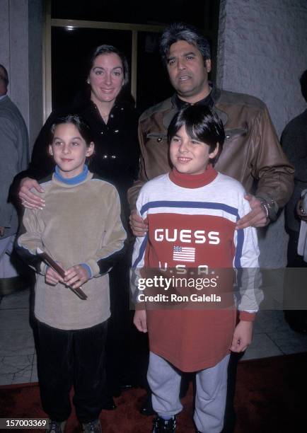 Actor Erik Estrada, wife Nanette Mirkovich and his sons Brandon and Anthony attend the "Firestorm" Westwood Premiere on January 7, 1998 at the Mann...