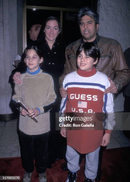 Actor Erik Estrada, wife Nanette Mirkovich and his sons Brandon and Anthony attend the "Firestorm" Westwood Premiere on January 7, 1998 at the Mann...