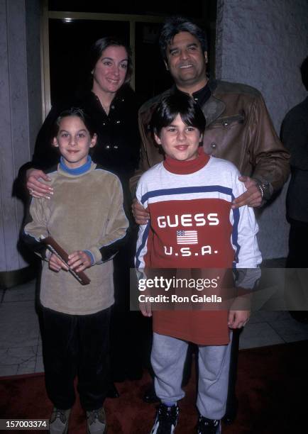 Actor Erik Estrada, wife Nanette Mirkovich and his sons Brandon and Anthony attend the "Firestorm" Westwood Premiere on January 7, 1998 at the Mann...