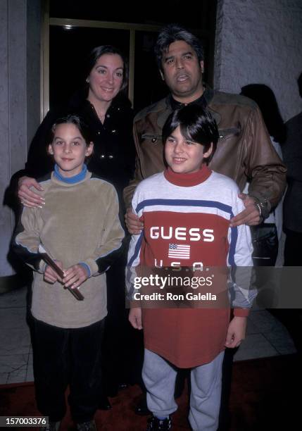 Actor Erik Estrada, wife Nanette Mirkovich and his sons Brandon and Anthony attend the "Firestorm" Westwood Premiere on January 7, 1998 at the Mann...