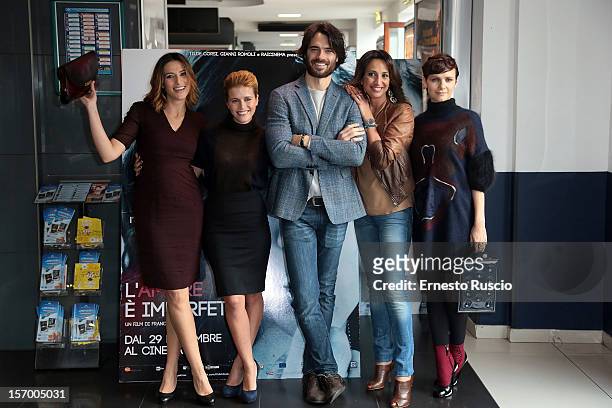 Anna Foglietta, Lorena, Giulio Berruti, Francesca Muci and Camilla Filippi attend the 'L'Amore E Imperfetto' photocall at Cinema Adriano on November...