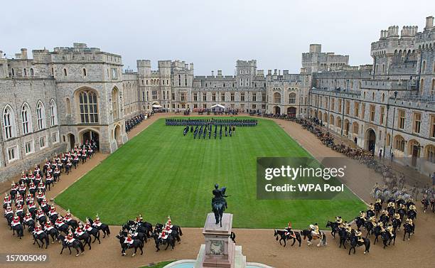 General view as the Amir Sheikh Sabah Al-Ahmad Al-Jaber Al-Sabah of Kuwait arrives at Windsor Castle during a three-day state visit on November 27,...