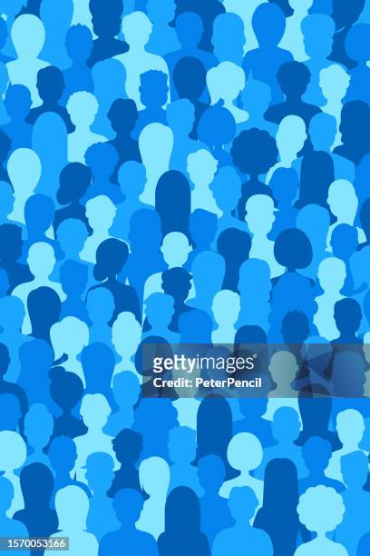 multicultural crowd of people. group of different men and women. young, adult and older peole. european, asian, african and arabian people. empty faces. vector illustration. vertical composition - sparse crowd stock illustrations