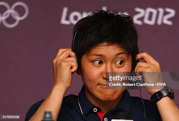 Miho Fukumoto during the Women's Football Final press conference at the Main Press Centre as part of the London 2012 Olympic Games on August 8, 2012...