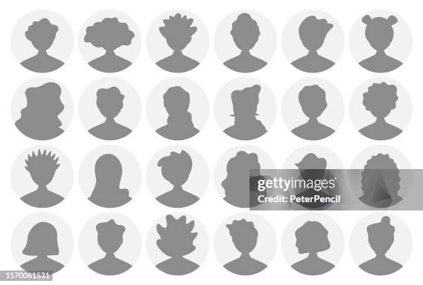 people avatar silhouettes round icon set - profile diverse empty faces for social network and applications - vector abstract illustration - circle of heads stock illustrations