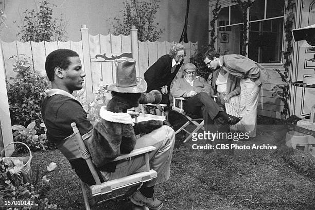 Puppeteer, Kevin Clash, left, on Captain Kangaroo. Bob Keeshan sits on the right. Image dated July 28, 1980.