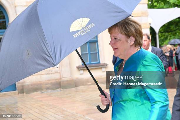 Angela Merkel attends the premiere of "Parsifal" to open the annual Bayreuth Festival 2023 at Bayreuth Festspielhaus on July 25, 2023 in Bayreuth,...