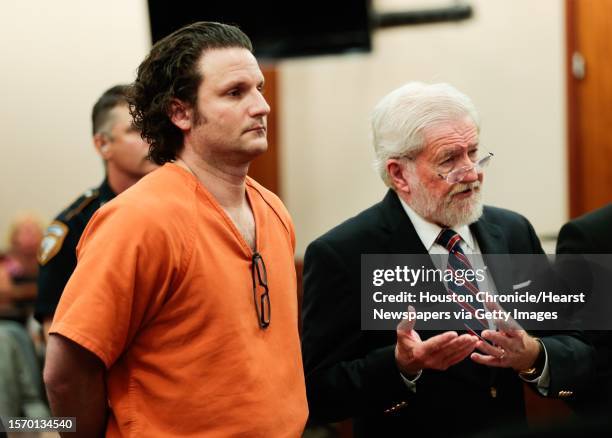 Leon Jacob, center, appears with his attorney, George Parnham, before felony judge Jim Wallace to request bond on Wednesday, July 12 in Houston....