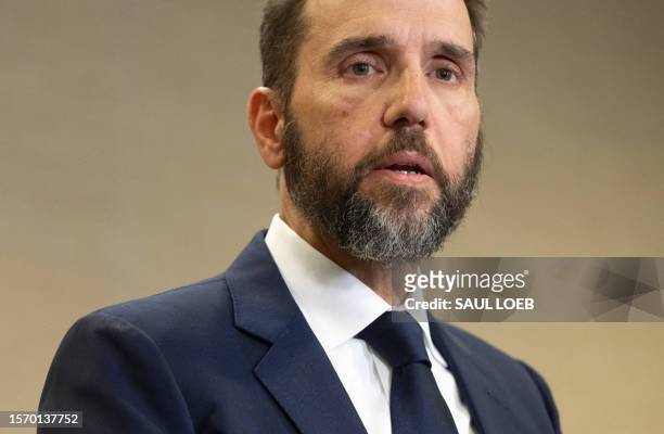 Special counsel Jack Smith speaks to members of the media at the US Department of Justice building in Washington, DC, on August 1, 2023. Donald Trump...