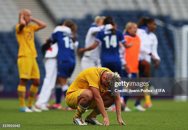 Nilla Fischer of Sweden is seen after the Women's Football Quarter Final match between Sweden and France, on Day 7 of the London 2012 Olympic Games...