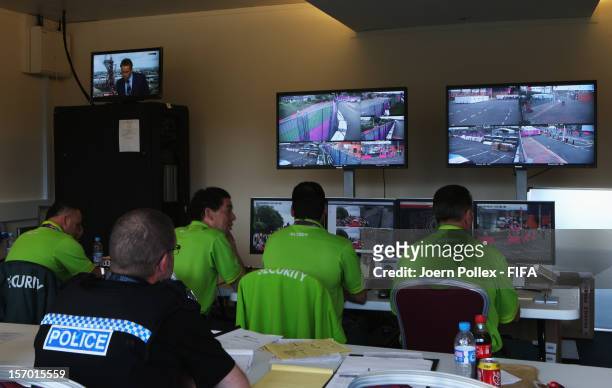 General view of Venue operations centre prior to the Women's Football Quarter Final match between Sweden and France, on Day 7 of the London 2012...