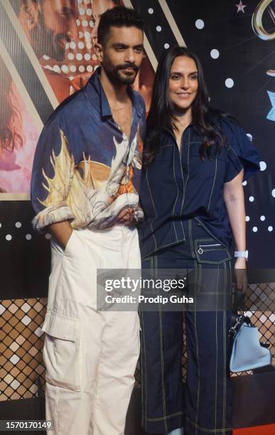 Angad Bedi and Neha Dhupia attend the screening of film 'Rocky Aur Rani Kii Prem Kahaani' on July 25, 2023 in Mumbai, India